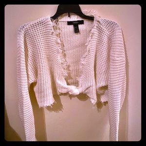 Frayed white crop top- forever 21